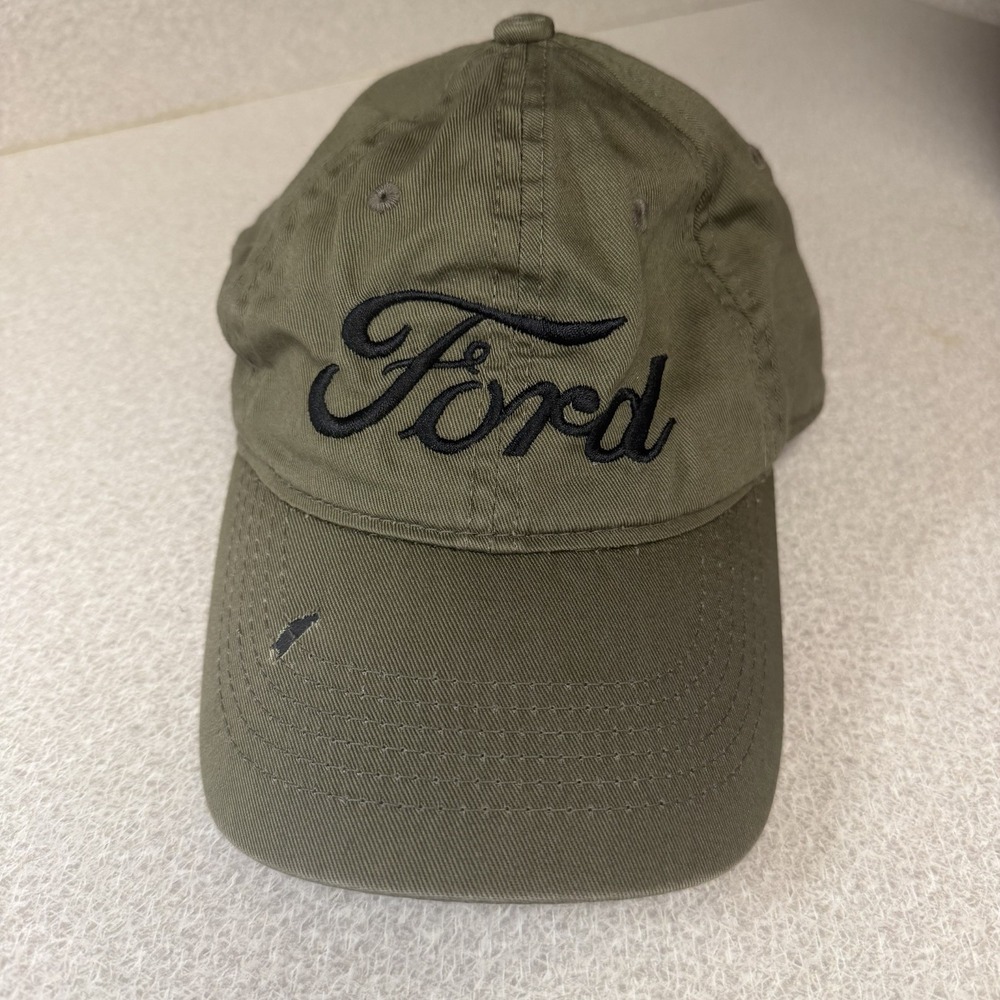 Hat Cap Licensed Ford Text Green Distressed Outdoor One Size Fits Most